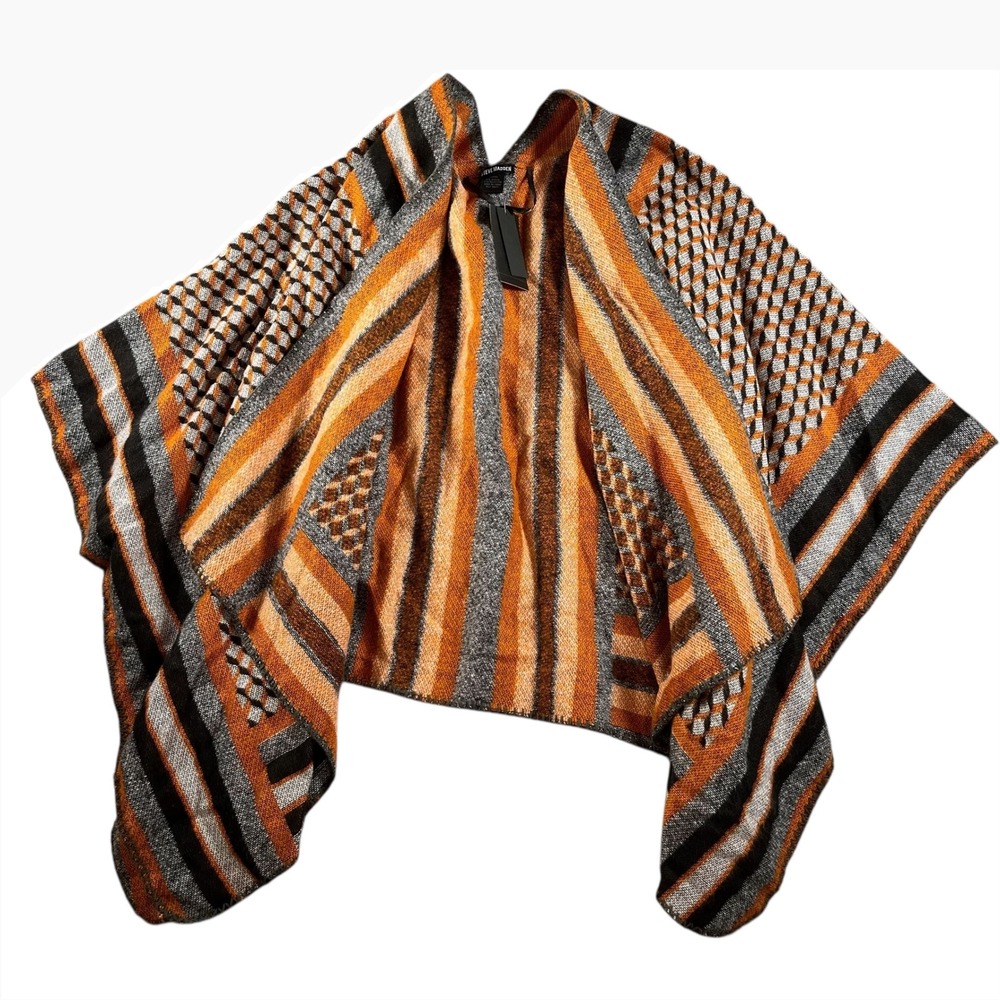 Steve Madden NWT Womens Burnt Orange Poncho Ruana One Size‎ Fits Most